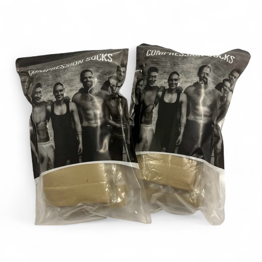 Compression Socks Tan Size S/M (2) 3-packs